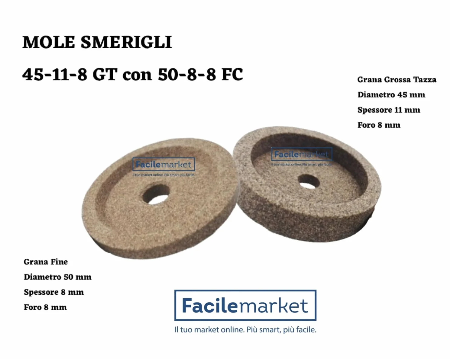 Coppia mole Smerigli per Affettatrice 45-11-8 GT con 50-8 -8 FC