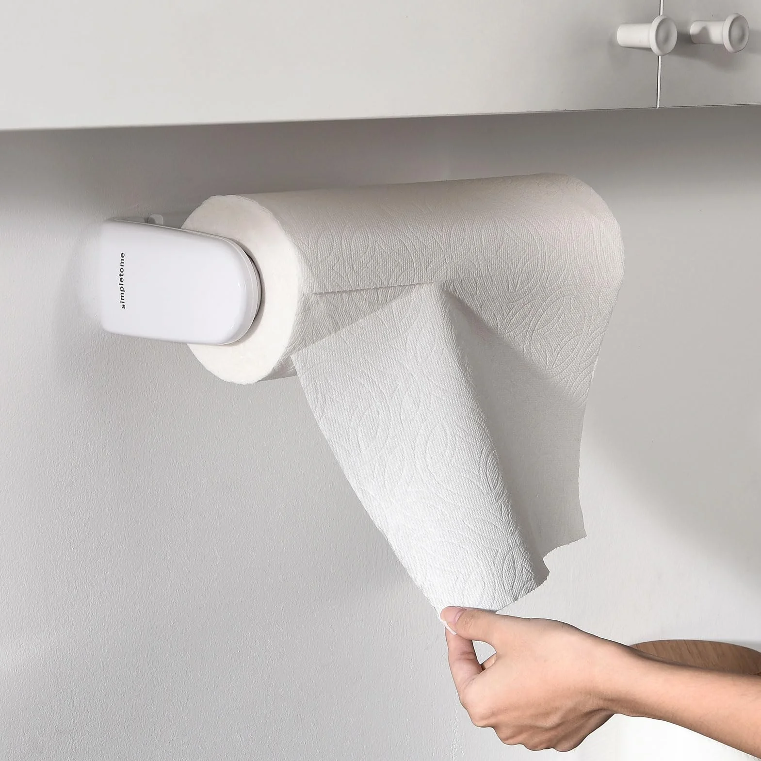 Porta Asciugamani Di Carta LACRIMA CON UNA MANO Braccio Di Tensione Adattivo Lunghezza Regolabile 24-28cm Bianco
