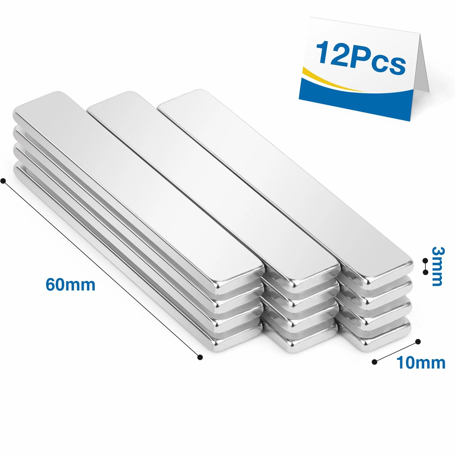 Magneti Neodimio 60×10×3mm Calamite Potenti Adesive 12 Pezzi per Ufficio Pareti Legno