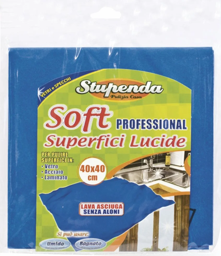 La Briantina Panno Pulizia Soft in TNT Assorbente e Sgrassante, per Superfici Lucide Vetri e Specchi, Riutilizzabile, 40x40 cm.