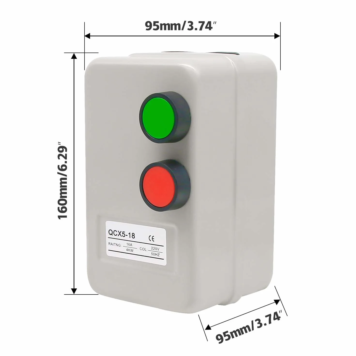 Avviatore magnetico per motore elettrico, 220/240 V, 4 kW, 10-16 A, 5,5 HP, avviamento magnetico monofase per motori (interruttore a pulsante)