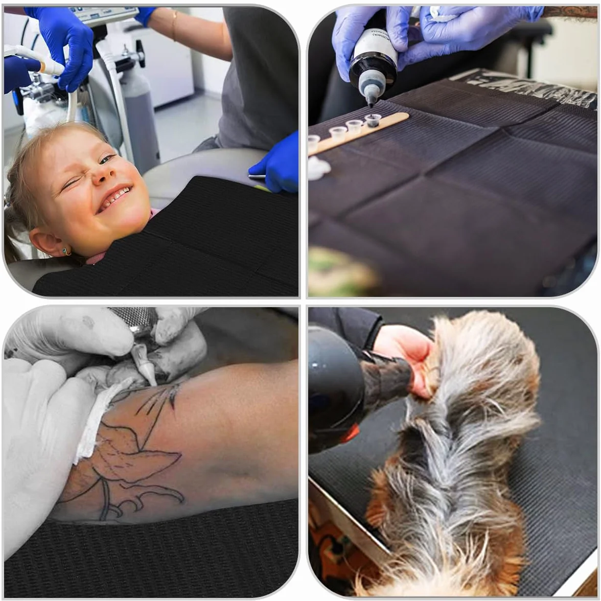 Bavaglini Dentali 50 Pezzi 33 x 45cm Usa e Getta Tovaglia Monouso per Tatuaggi Nero