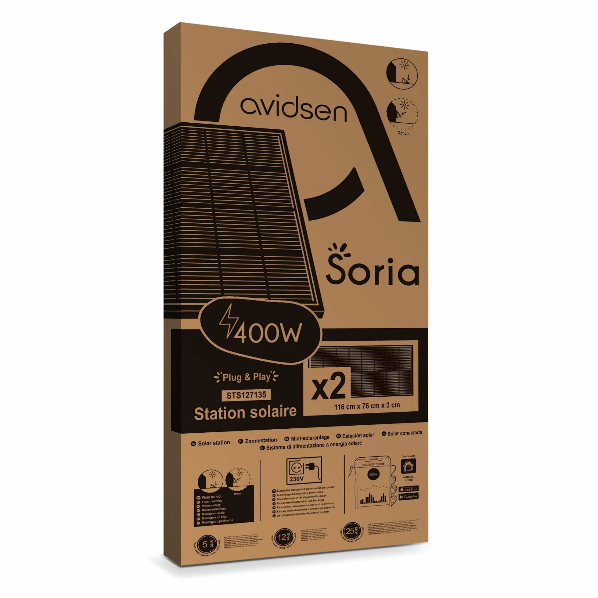 Avidsen Kit solare Soria 400W plug and play con montaggio a terra