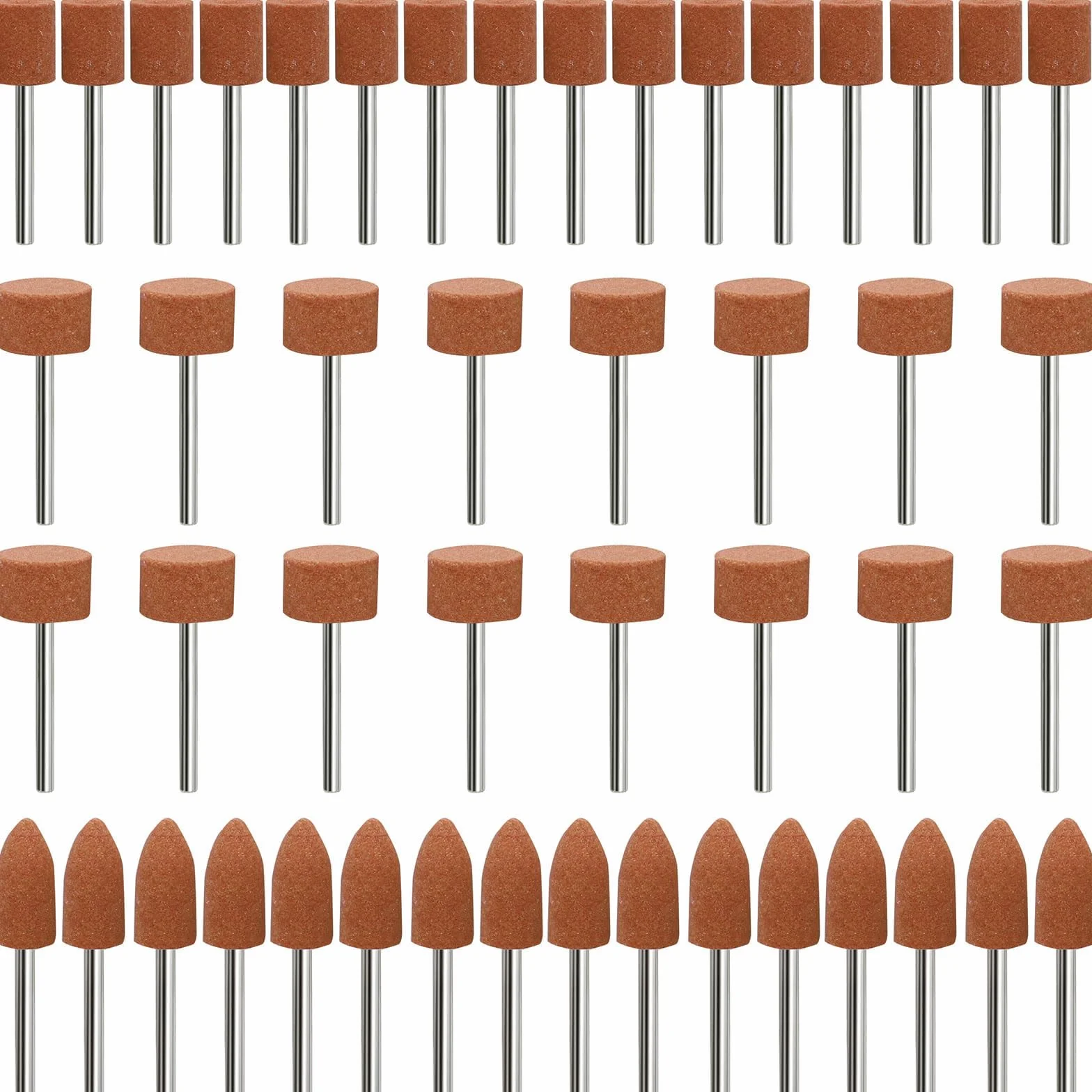 Set di 48 punte abrasive in corindone per Dremel, fusto da 1/8" per levigatura, lucidatura, sbavatura, da utilizzare su pietre preziose, vetro, metallo e legno