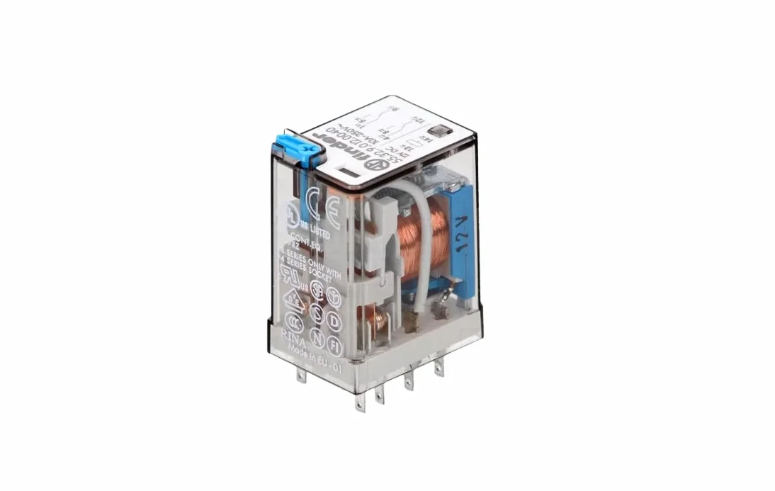 Finder serie 55 - Rele industriale 12vdc pulsante +indicatore 2 contatti 10a