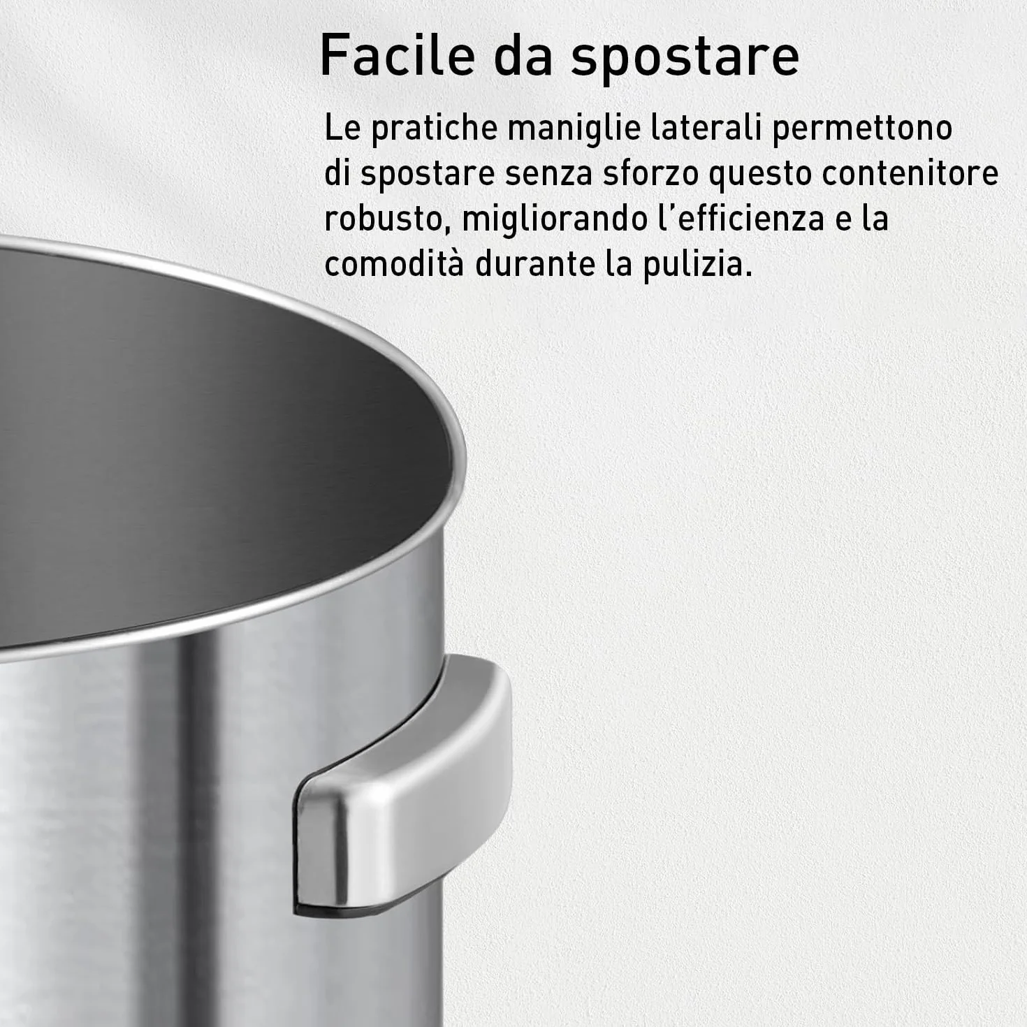 EKO Pattumiera con Coperchio Aperto, Finitura in Acciaio Inox Spazzolato, 90 Litri