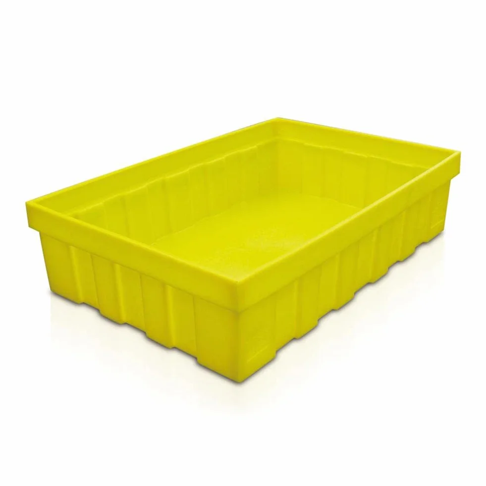 Vasca di contenimento liquidi in plastica (PE) senza griglia, per 2 fusti, capacità 280 Lt