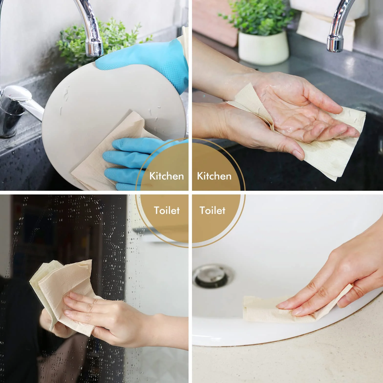 DrDirt Asciugamani di carta bambù multipiega, 5 pieghe, morbidi, assorbenti per bagno, casa, cucina