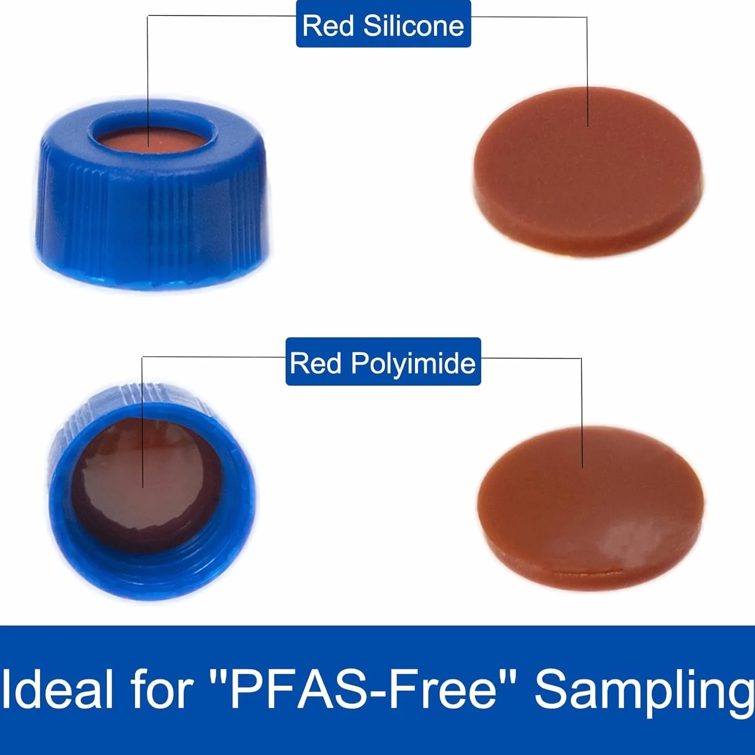 ALWSCI 2mL 9-425 PP vials per autocampionatori con graduazione. Tappo a vite a nervatura con septa da 9 mm in poliimmide/silicone rosso di 1 mm di spessore. 100pz/pz.