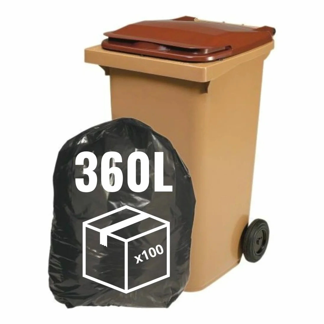 Sacchetto per pattumiera 360l | 100 Coperchi 360 Litri Protezione del contenitore | Spessore 30µ | Gamma professionale | Antisporco - Antiodore | Raccoglitore di rifiuti igienici