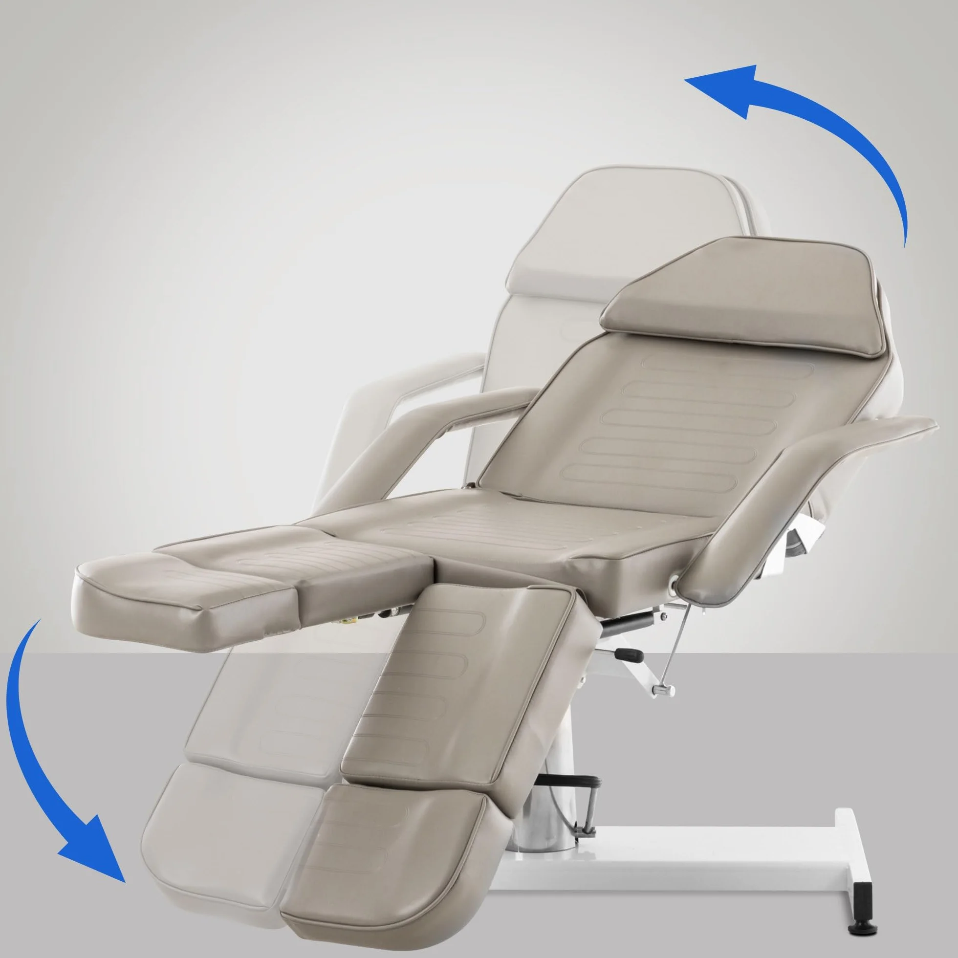 CLP Lettino Idraulico Centri Estetici Split V2 In Similpelle I Lettino Professionale Regolabile Con Braccioli Rimovibili, Carico Max 400 KG, Colore:grigio