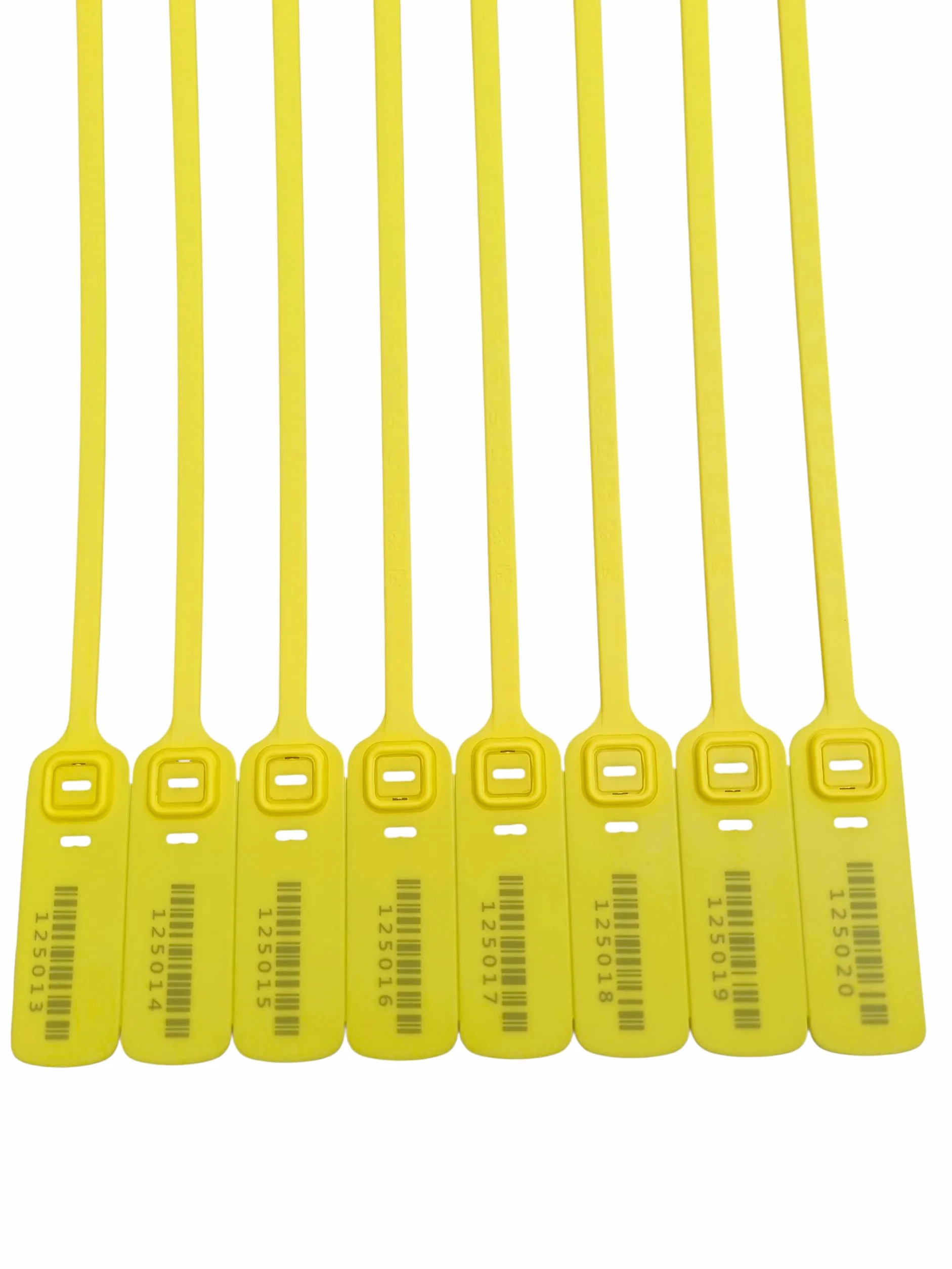 1000 x 40 cm Guarnizione di sicurezza in plastica gialla con cinghia piatta – numerate con codice a barre, antimanomissione – per container, gabbie, carrelli, spedizioni di alto valore