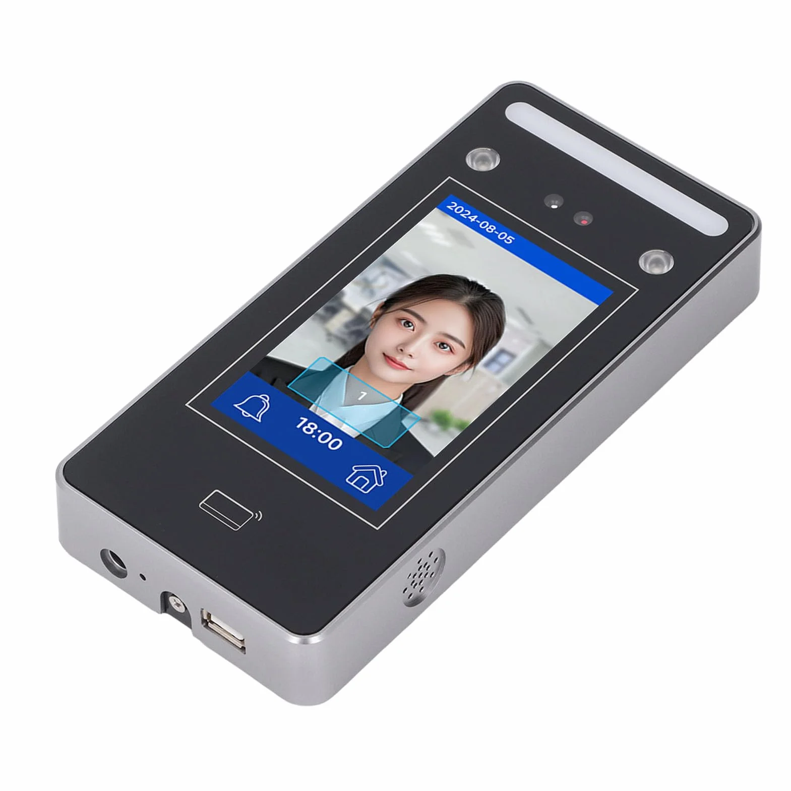 AI Macchina di Frequenza del Riconoscimento Facciale | 0,2S Verifica Rapida e a Doppia Fotocamera | 500 Capacità della Carta Facciale/500 | 4.3 touchscreen | per il Controllo