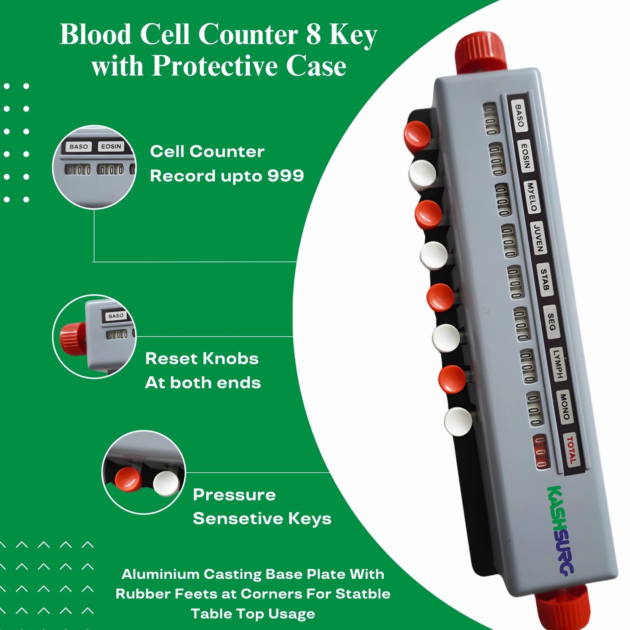 Contatore di cellule del sangue KASHSURG 8 tasti con custodia protettiva