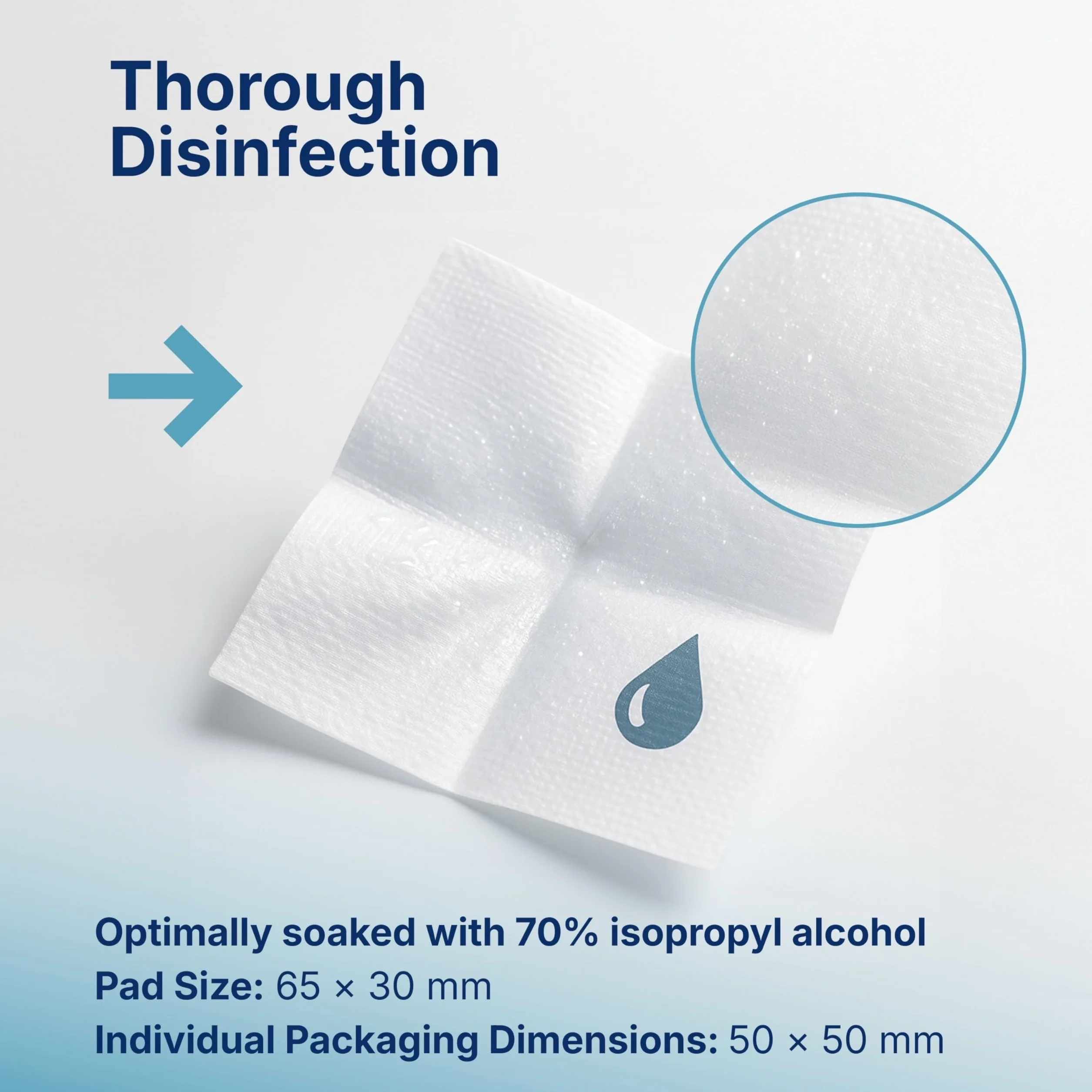 DasWas Salviette Disinfettanti 70% Isopropilico 300 Alcohol Pads Uso Medico 65x30 mm