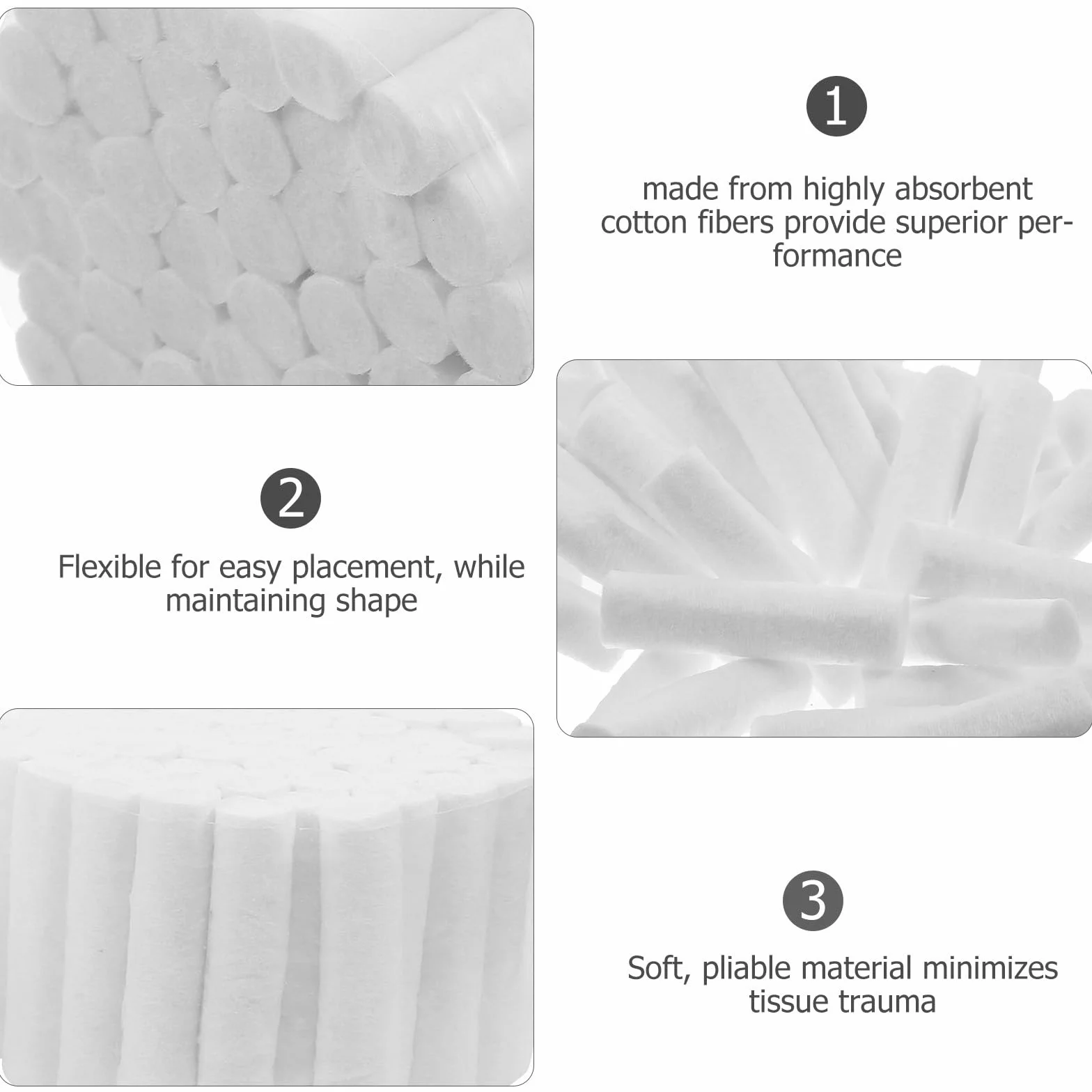 Artibetter 5 pezzi rotoli di cotone non sterile altamente assorbente per bambini e adulti sanguinamento nasale Gaze
