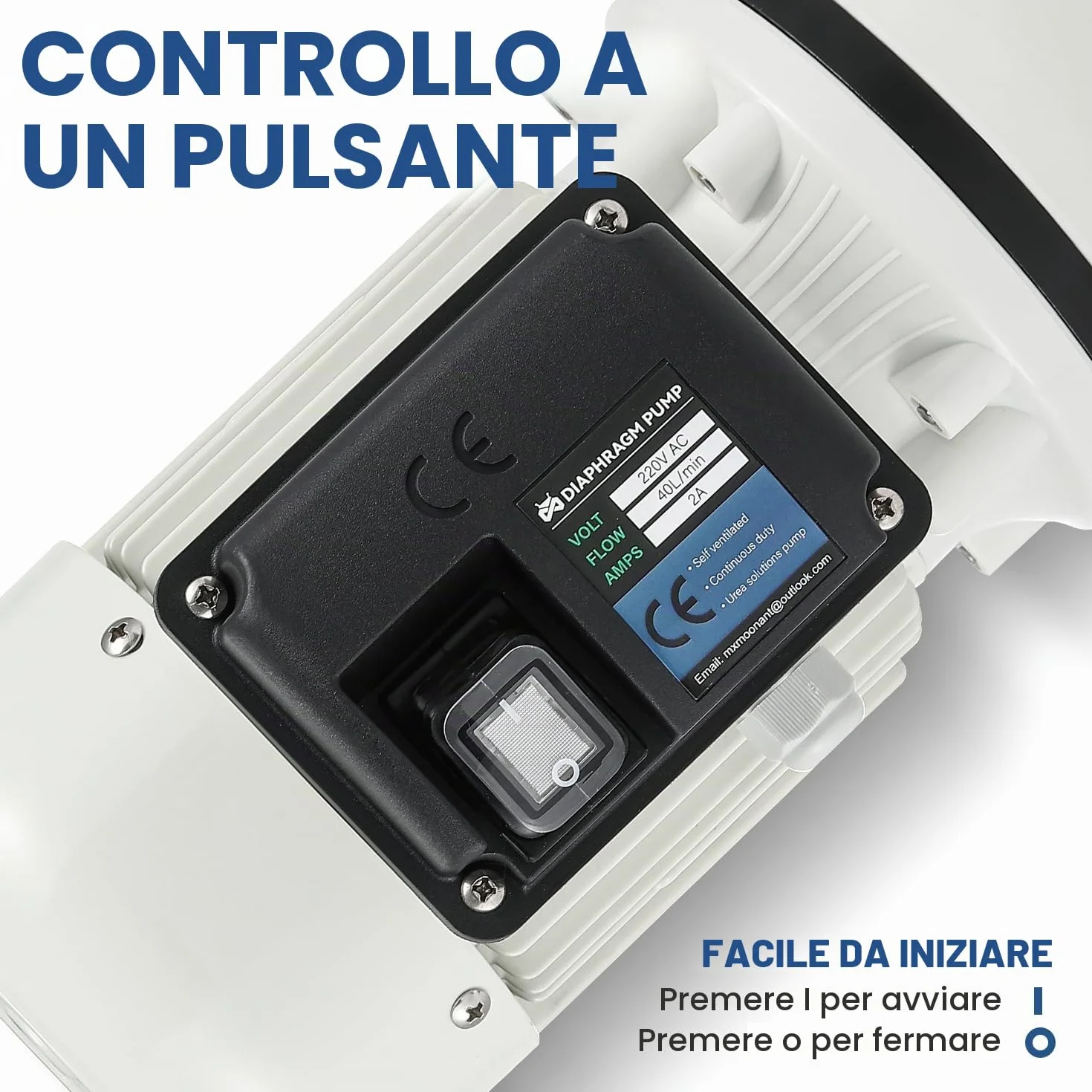 Mxmoonant 220V AC Pompa a Membrana Multi-liquido, 25 Psi, 1,7 Bar, 400W, 40 Lpm/min, Autoadescante, Avvio/Arresto con un Solo Tocco, per Gasolio,DEF, ADblue, Urea, Bevande