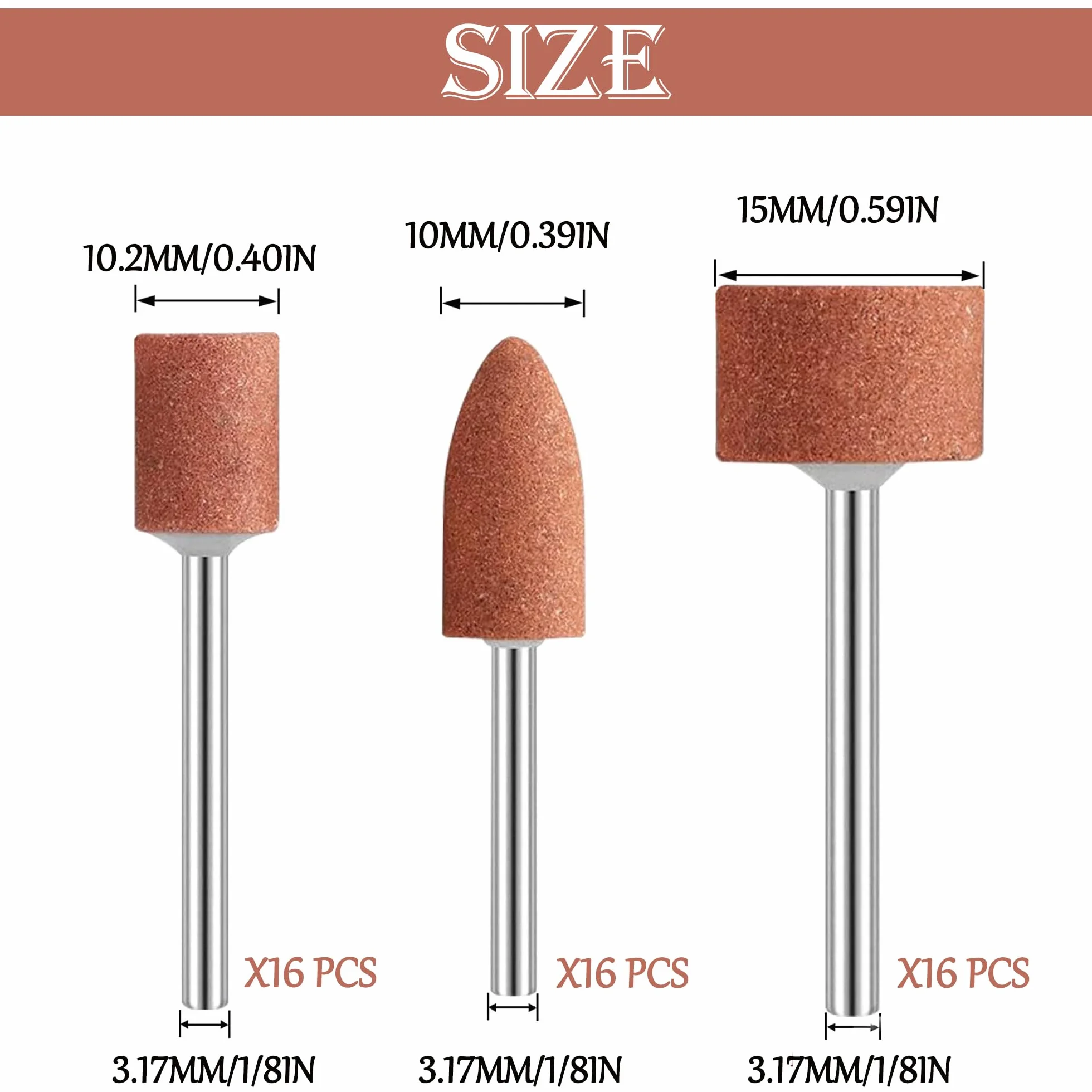 3MM Testa di Mole Montata, Multifunzione Set di Punte Abrasive in Pietra Mola con Gambo da 1/8", Accessori per Mole Set, Professionale Testa di Lucidatura per Smerigliare e Affilare Lucidatura