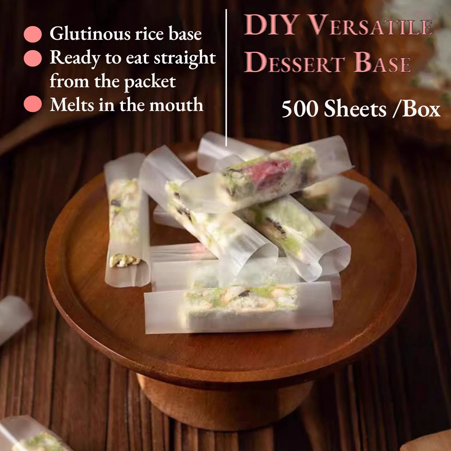 Fogli Di Riso Alimentari, Carta Commestibile Wafer Paper, Torrone Paper, Carta per Cialde, Fogli per Confezionare Caramelle Fatte A Mano(500 Pezzi)
