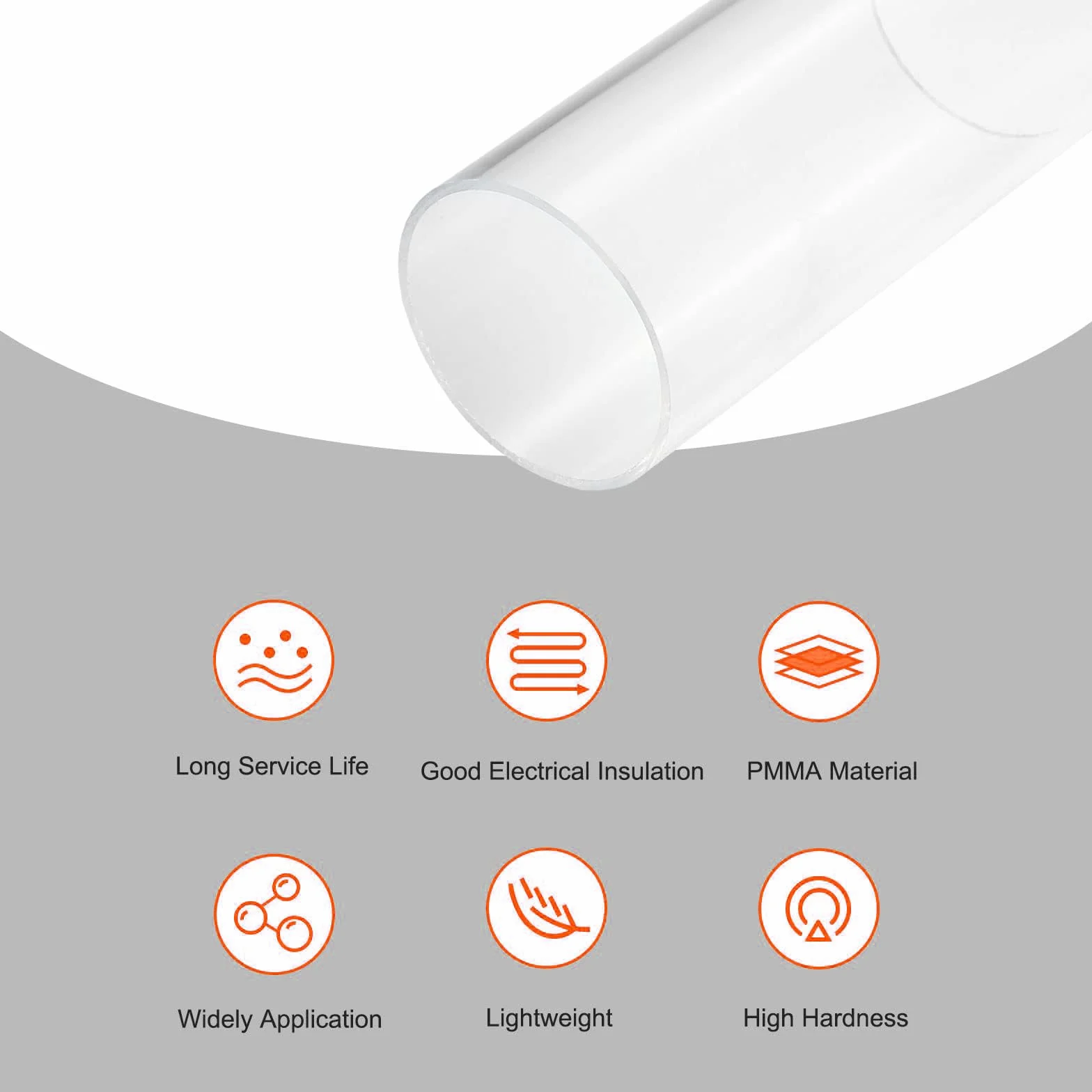 Unifizz Tubo in plastica acrilica trasparente, rotondo, rigido, diametro interno 66 mm, diametro esterno 70 mm, per illuminazione, modelli, impianti idraulici, artigianato