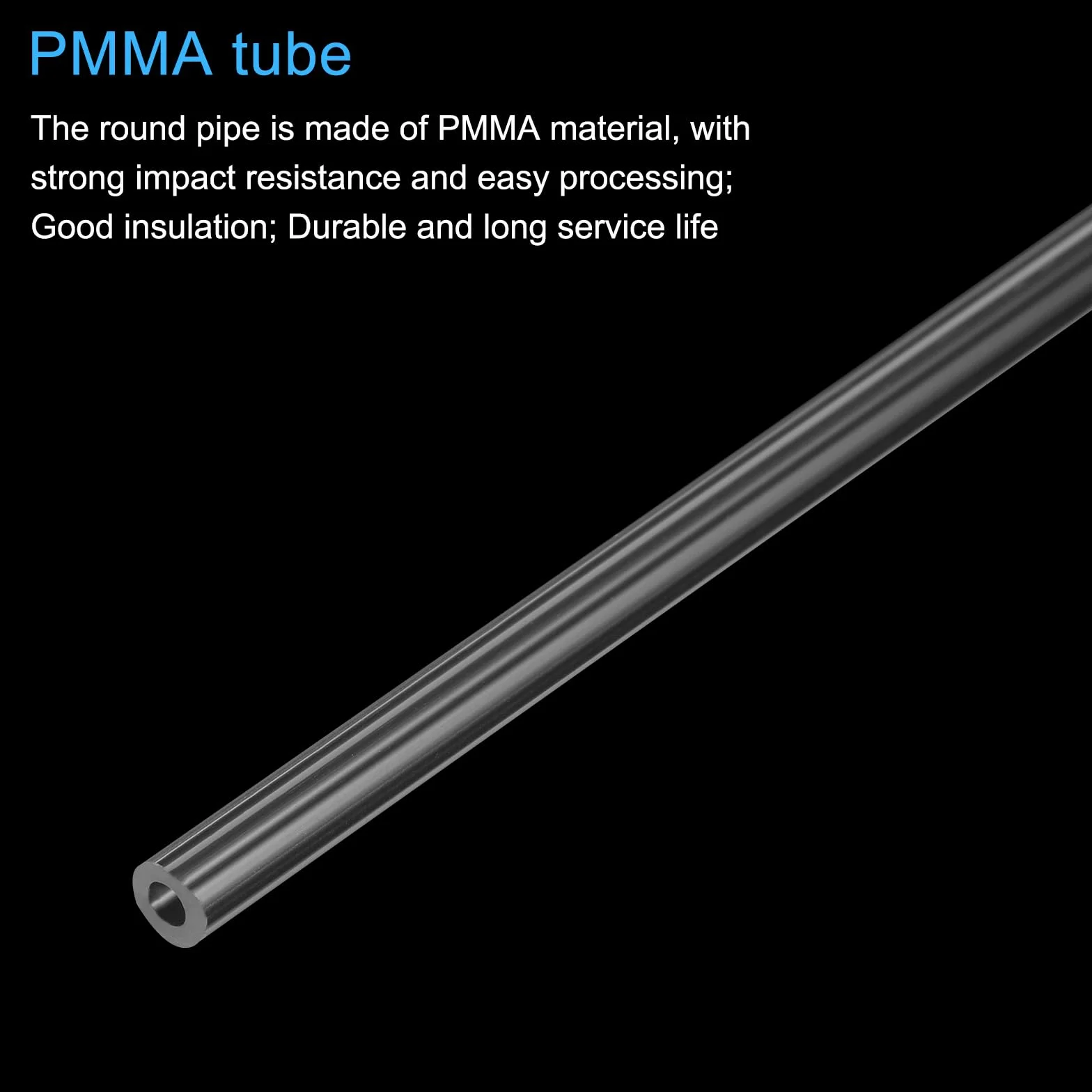 sourcing map Tubo in acrilico rigido rotondo in plastica trasparente, diametro interno 4 mm, diametro esterno 7 mm, diametro esterno 305 mm, per lampade e lanterne, sistema di raffreddamento ad acqua,