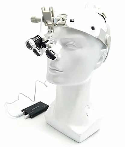Loupes - Lente d'ingrandimento binoculare chirurgica in vetro, 3,5x, con faro a LED, fascia in pelle