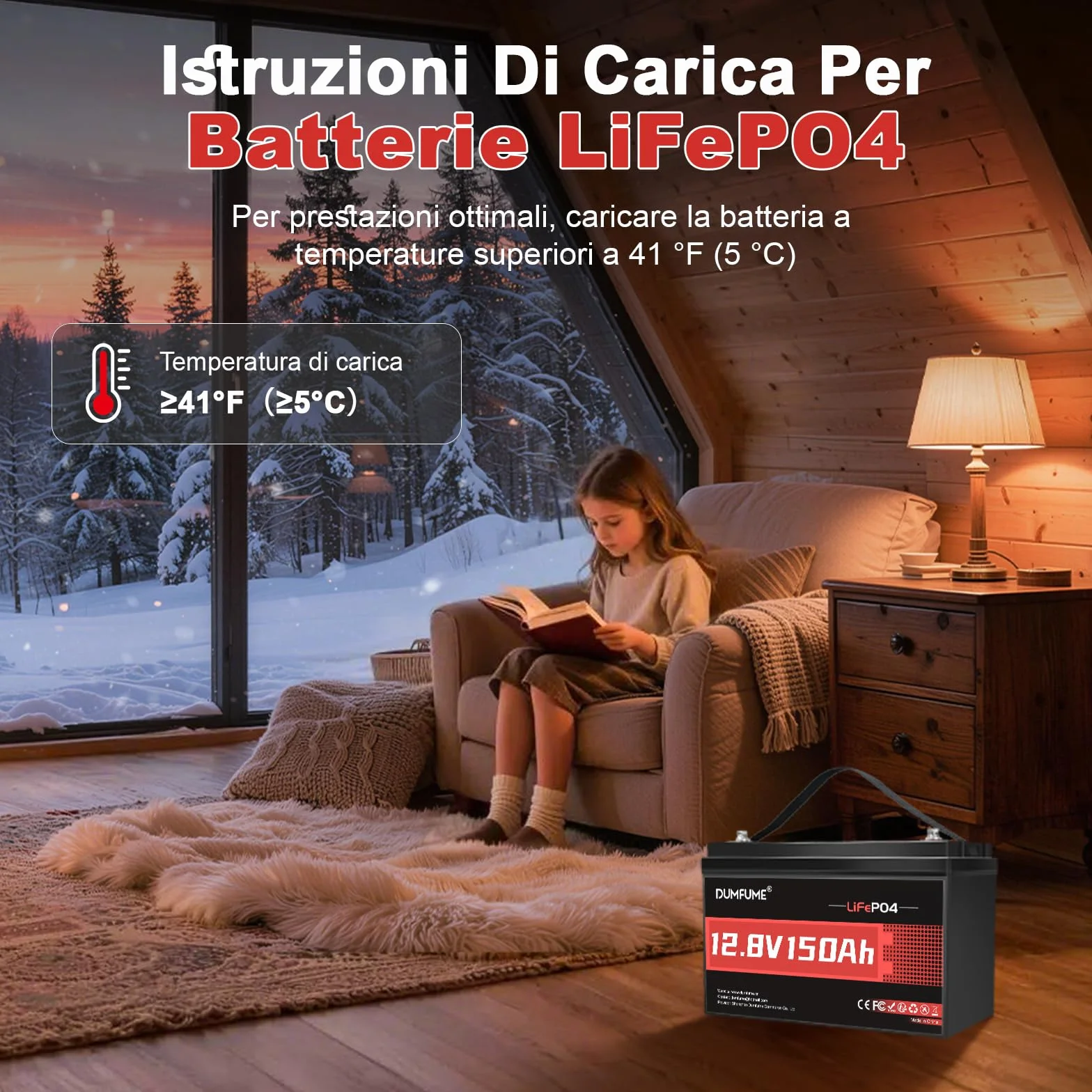 Batteria al Litio LiFePO4 12V 150Ah (1,92 kWh) Per Camper, Impianti Solari, Campeggio, Fotovoltaico, Alimentazione di Emergenza, 6000+ Cicli, Protezione BMS Integrata