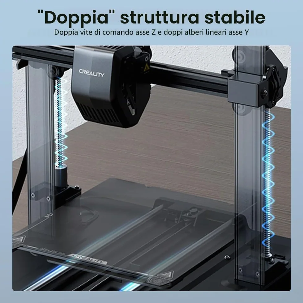 Stampante 3D Creality Ender 3 V3 SE con velocità di stampa di 250 mm/s CR Touch Strain Sensor Sprite Direct Extruder Dual Z-axis & Y-axis Print 8.6 * 8.6 * 9.8in