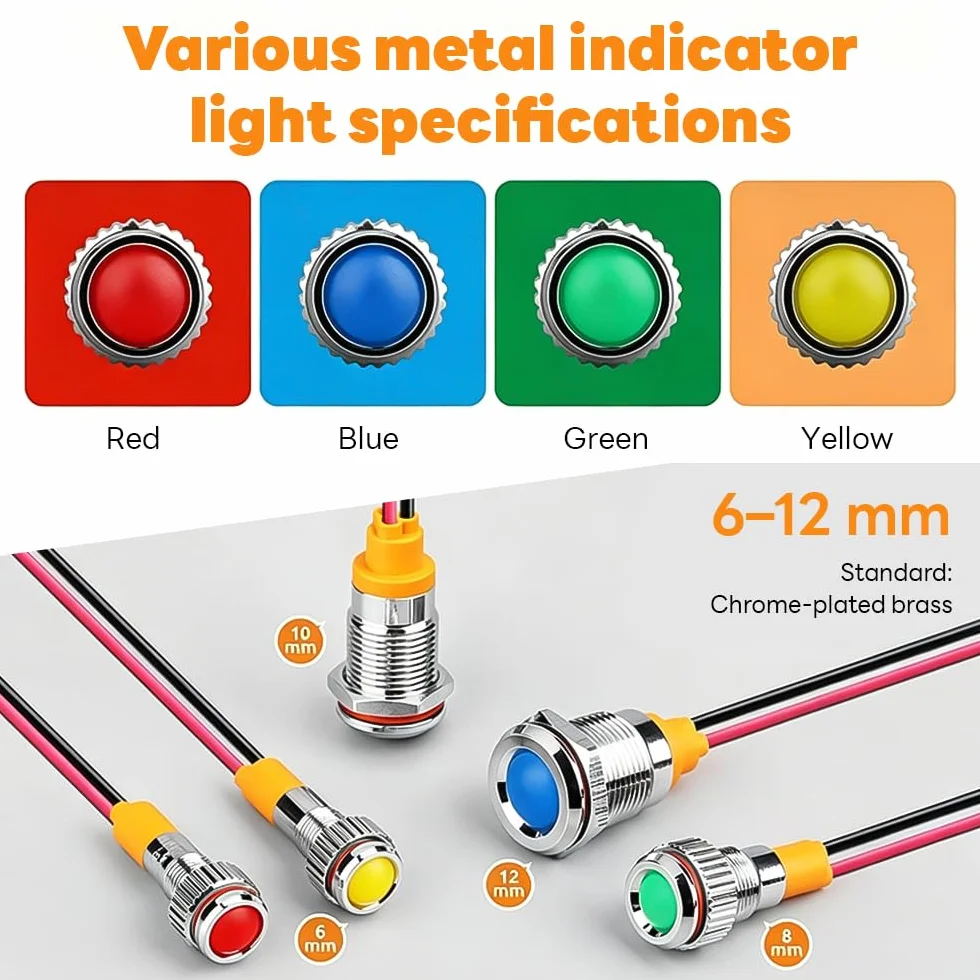 Luci di controllo in metallo 19 mm verde 220 V impermeabile spia LED