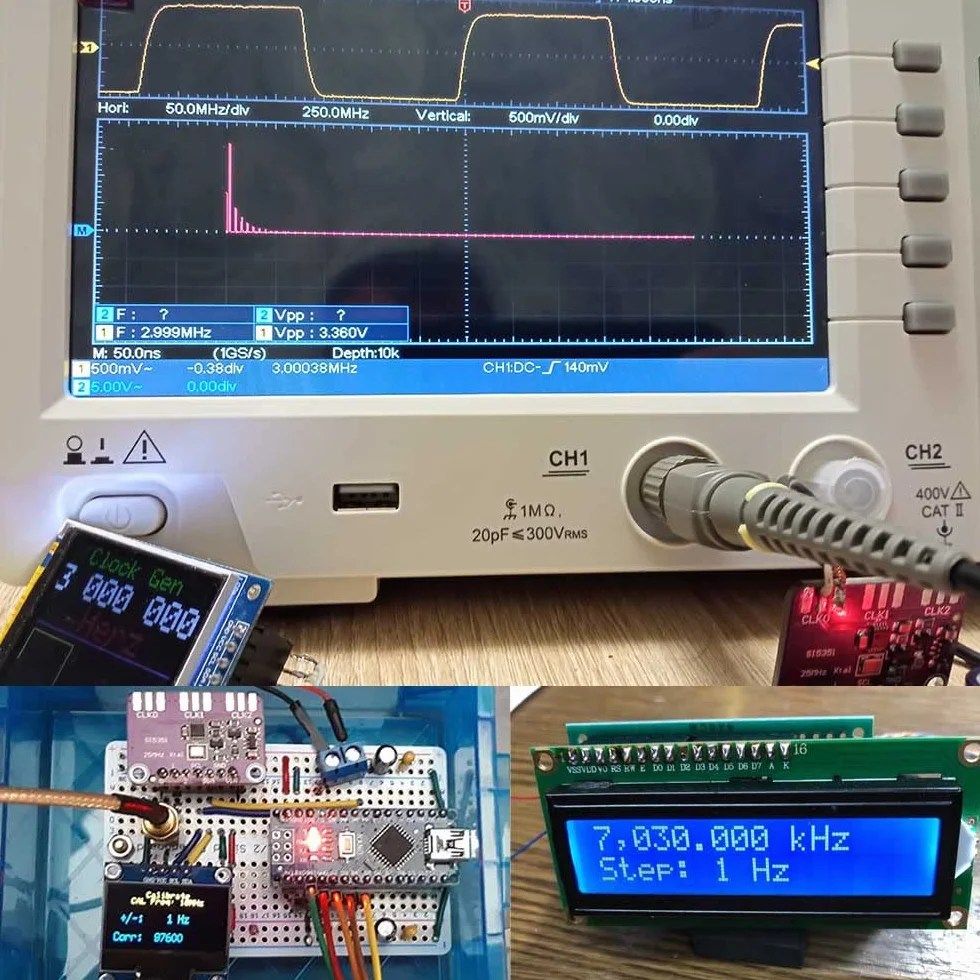 Si5351A I2C 25MHZ I2C High Frequency Signal Clock Generator Breakout Board Square Wave Frequency Generator Signal Generator 8KHz to 160MHz 3-5VDC for Arduino