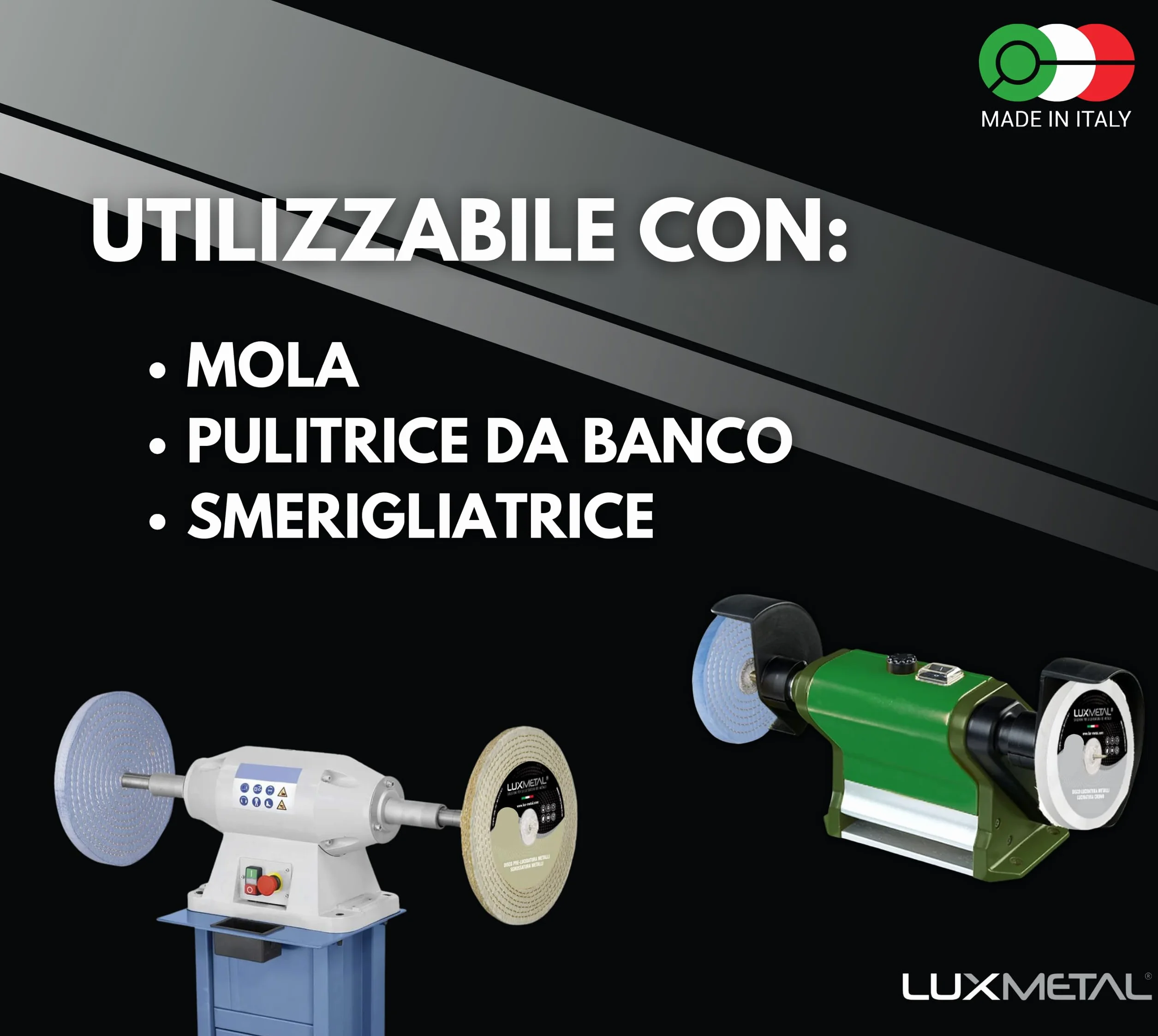 Lux Metal Disco Lucidatura Metalli Soft 200 mm In Feltro Cotone Per Lucidare A Specchio Alluminio Acciaio Inox Dischi Lucidante Lucidatrice Mola Ruota Smerigliatrice Ottone Rame Legno Marmo Plexiglass