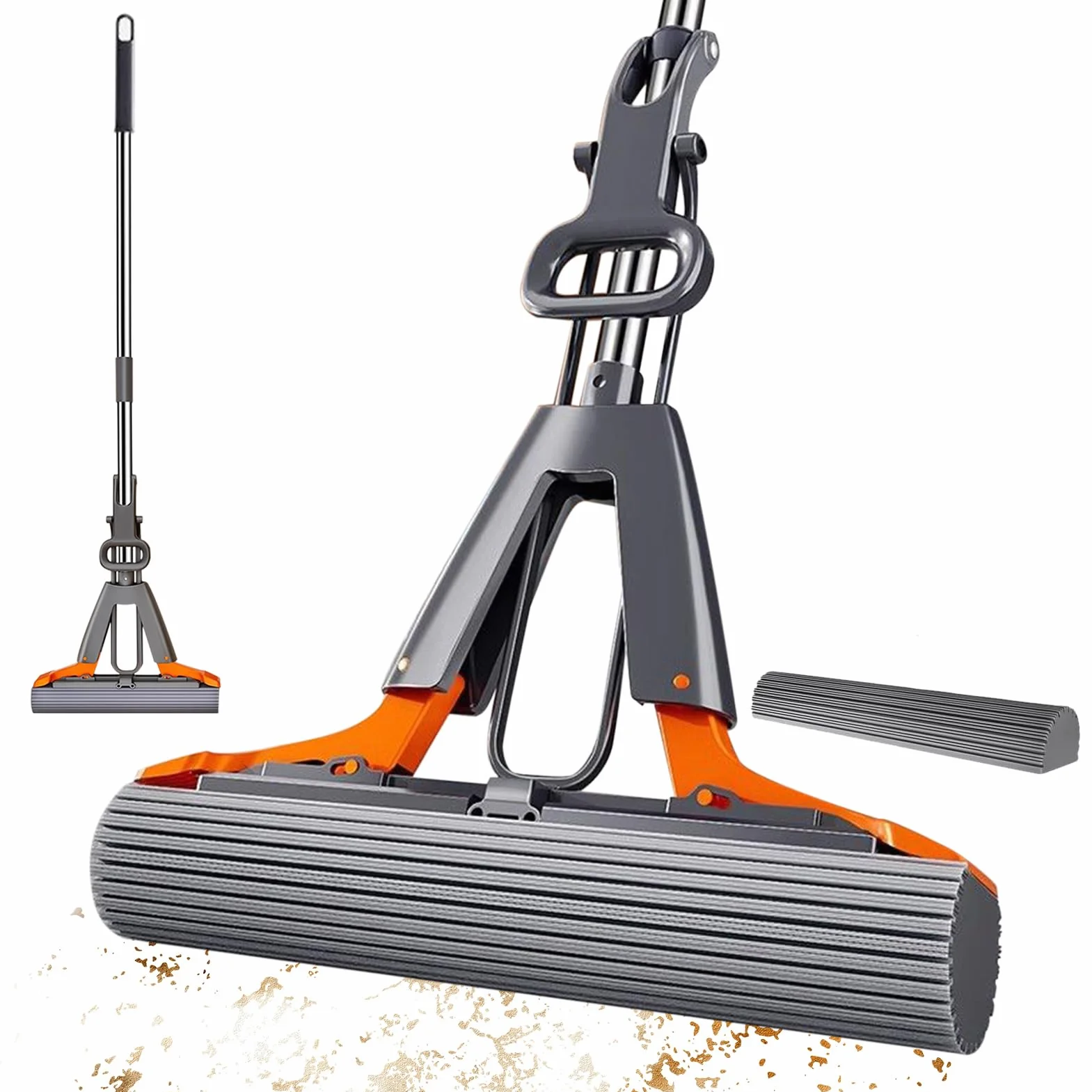 Sponge Mop 48,82 pollici in acciaio inossidabile Testa sostituibile Assorbente Bagno Mopp per casa commerciale cucina
