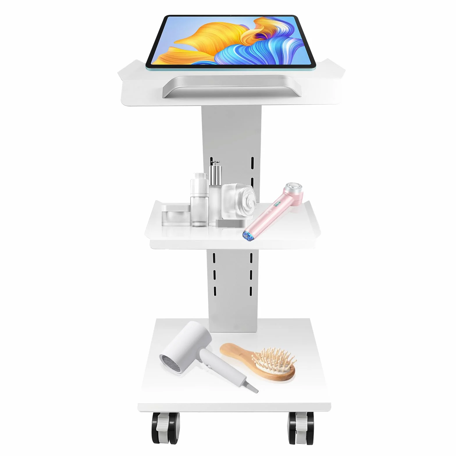 Carrello Medico a 3 Piani – Dental Trolley Con Ruote Bloccabili Con Presa Di Corrente, Comodo e Veloce Carrello Per Dispositivi, Tavolino Da Appoggio Per Dentisti, Ospedali e Saloni Di Bellezza