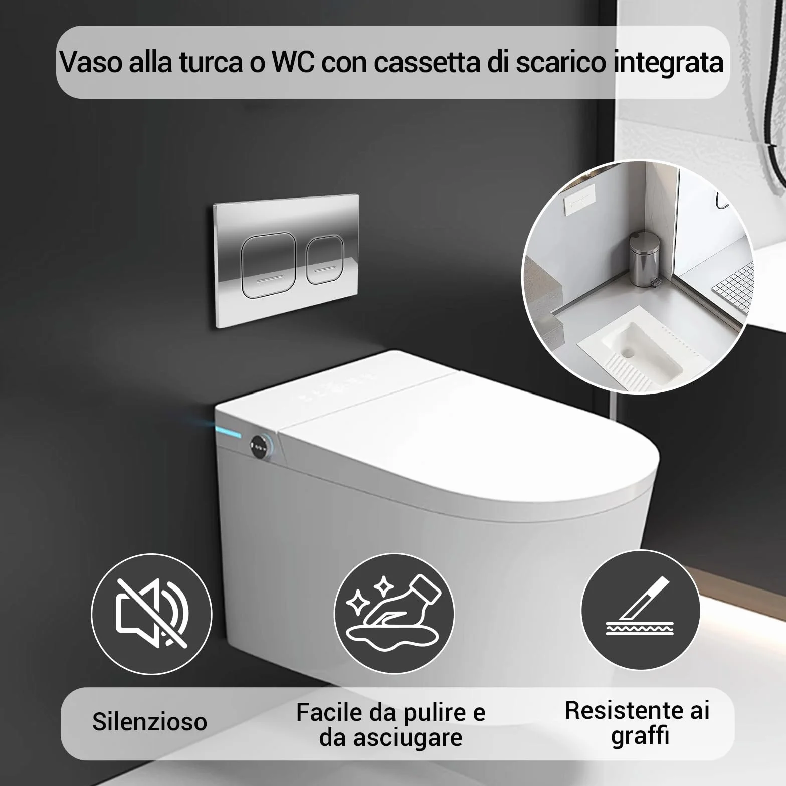 Geberit Sigma 01 placca di comando per WC sospeso, doppio scarico, cromato