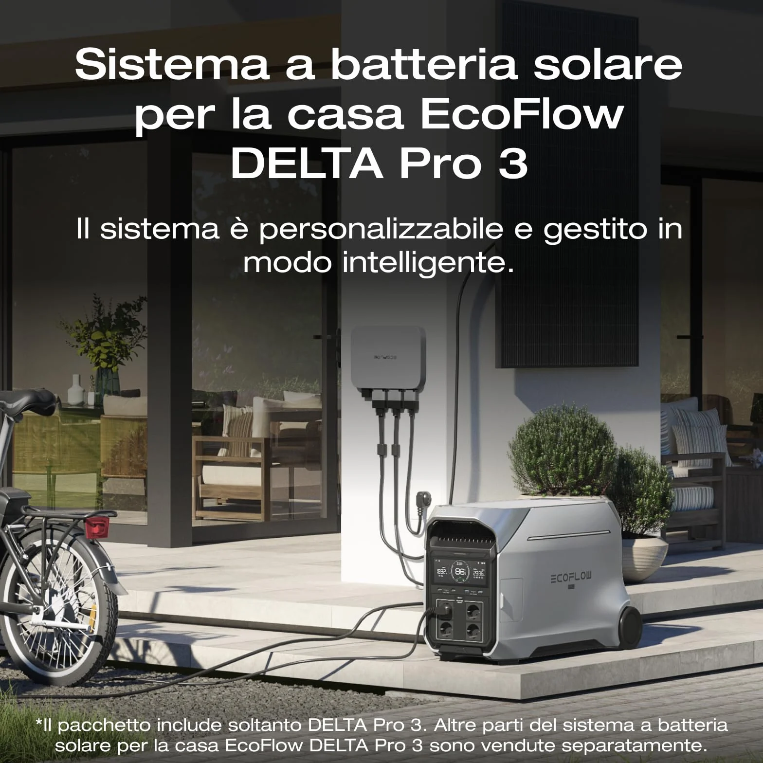 ECOFLOW Centrale elettrica portatile DELTA Pro 3, batteria LFP 4096Wh, espandibile 12kWh, uscita CA 4000W