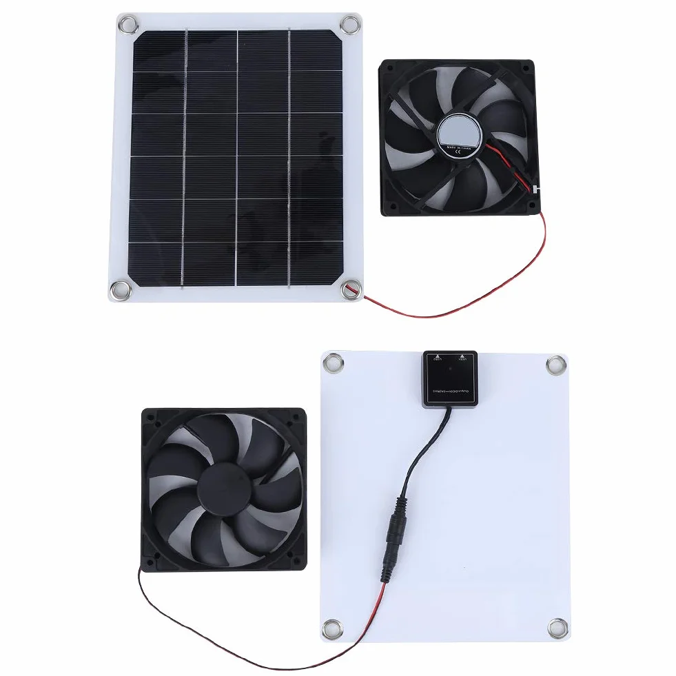 Sistema di ventole per mansarda ad energia solare, potente ventola di ventilazione e set di pannelli solari da 10 W per serra, soffitta, timpano, ventilazione di raffreddamento del magazzino