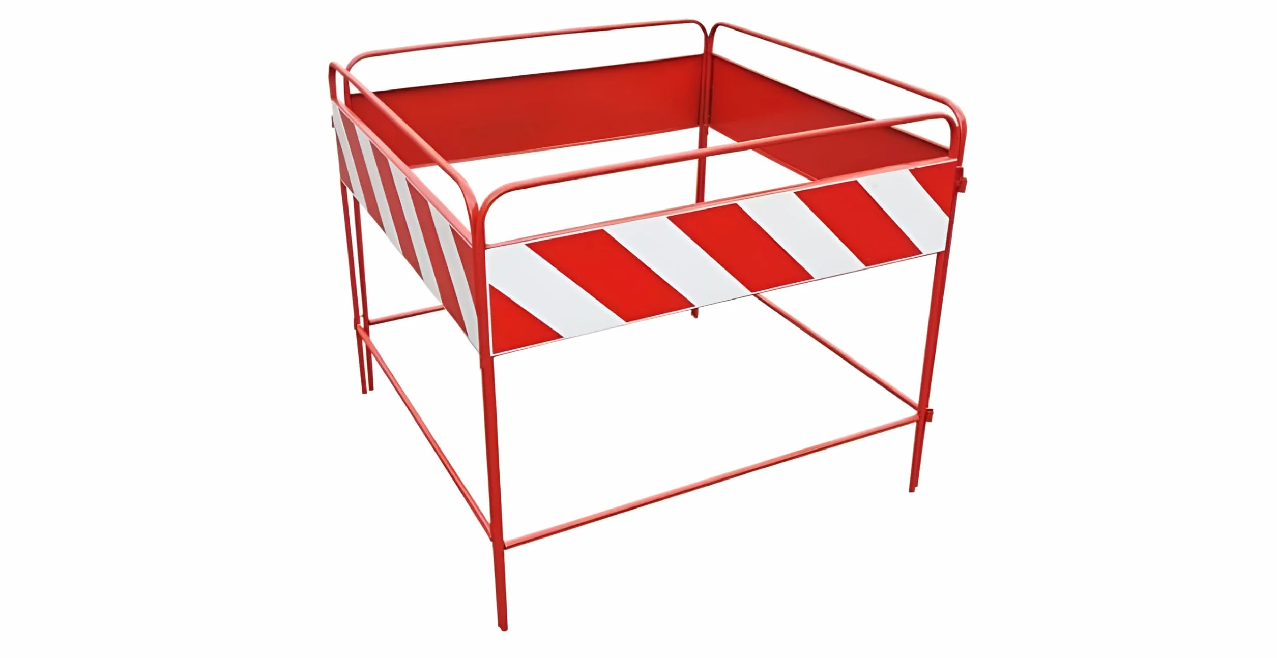 Barriera di recinzione stradale per chiusini tipo quadilatero strisce bianco rosse 100x100 cm certificata classe 1 fig.402