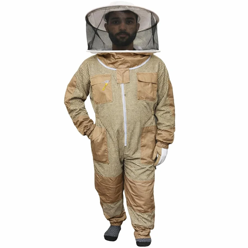 Tuta Apicoltore ventilata con cappello tondo e Ampie Tasche - Abbigliamento Protettivo per Apicoltura, uomo donna, Anti-Punture api, Tessuto traspirante
