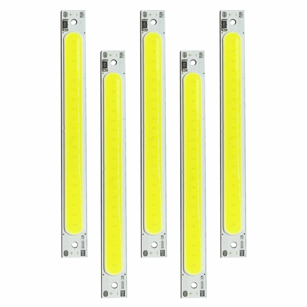 LED COB Light Platine, 5 pezzi DC 5 V 3 W Long Strip LED Chip Light Board Luce Bianca 600 mA 400 lm 6500 K per USB Touch Dimmer
