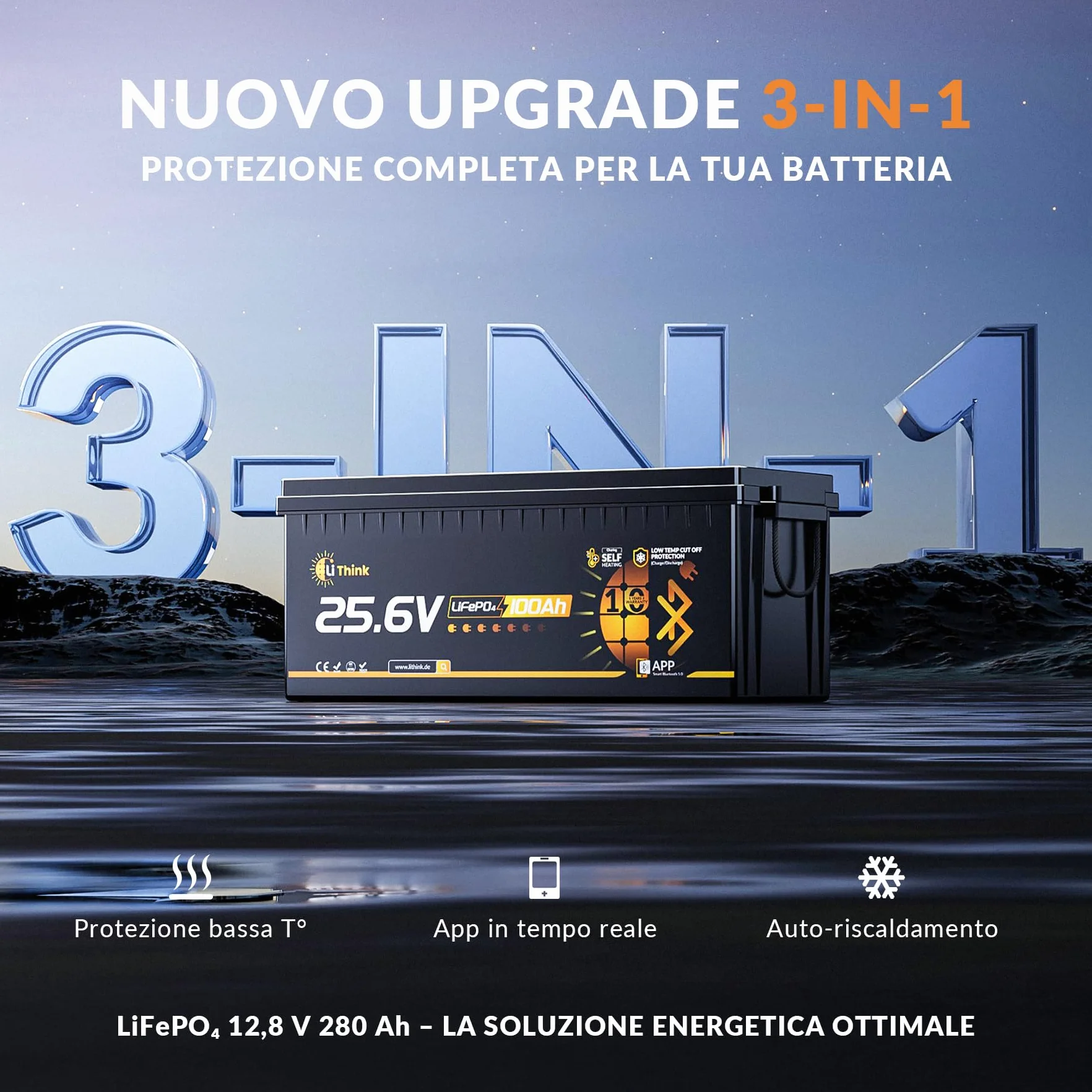 Batería LiFePO4 24V 100Ah Bluetooth, 150A BMS Protección Completa, 2560Wh Energía, Más de 15000 Ciclos y 10 Años de Vida Útil, Batería Solar, Camper, Barca y Sistemas Fuera de Red
