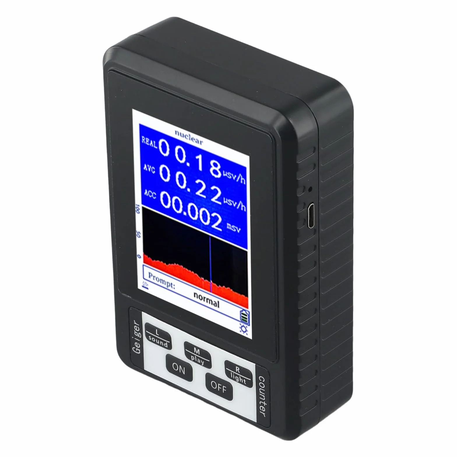 BR-9B Geiger Contatore Radiazioni Nucleari con Schermo 2.8 Pollici Beta Gamma X-Ray Tester Alta Sensibilità per Ispezione Materiali e Screening Radiofarmaceutico