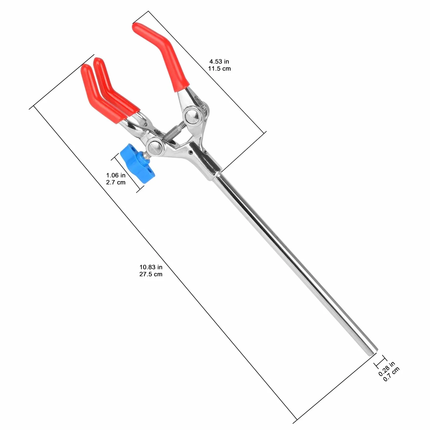 stonylab 3-Rebbi Morsetto Girevole, Robusto Morsetto a 3-Prong a Singola Regolazione, Multiuso Pinza da Laboratorio a Dito Stile con Asta da 7'', Lab Clamp per Uso in Laboratorio