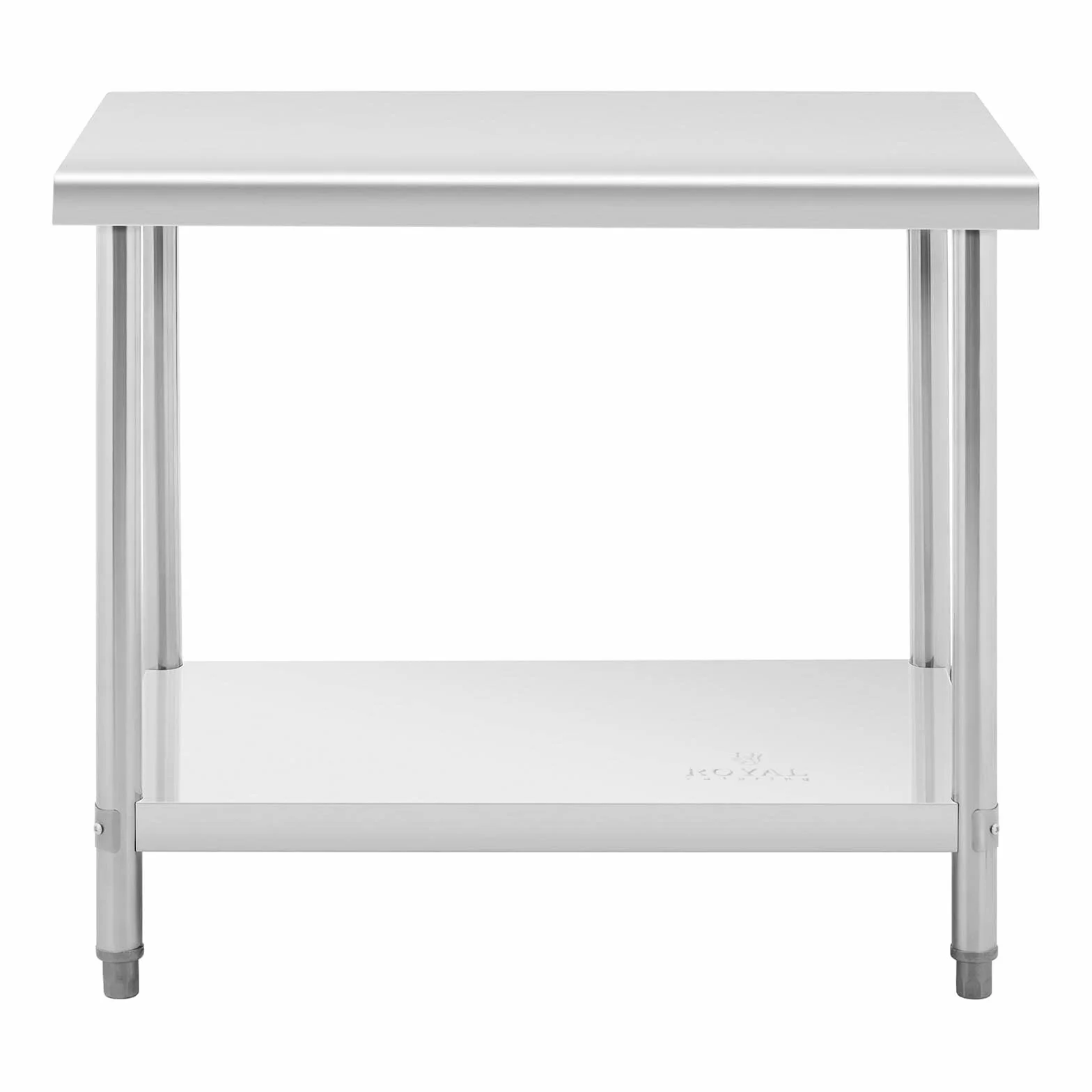 Royal Catering RCAT-100/70 Tavolo da Lavoro Piano di Lavoro per Cucina (100 x 70 cm, Carico max. 400kg, lastra HDF, Piedini regolabili, Acciaio inox)