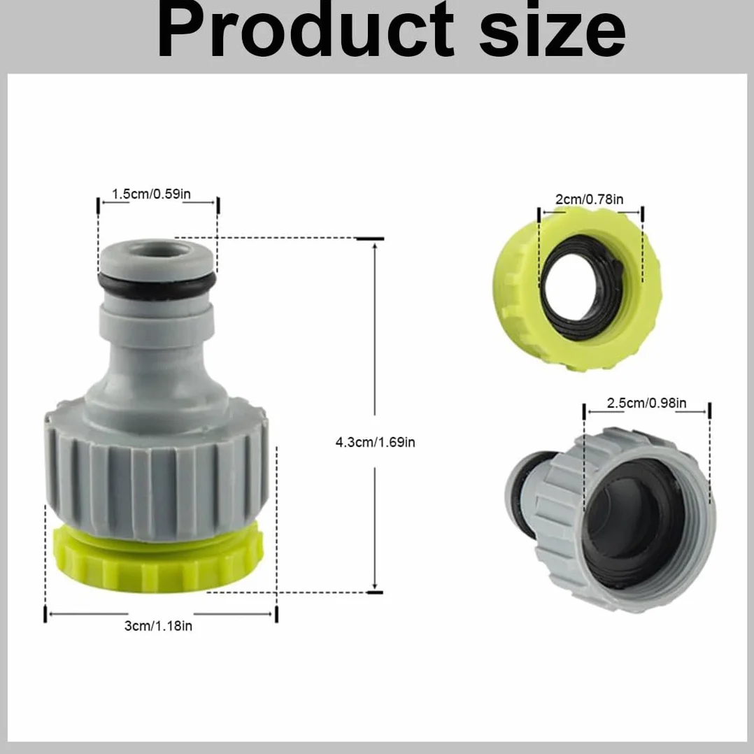 Connettori per Rubinetto 2 in 1 1/2" 3/4" Raccordo Adattatore Plastica Tubo da Giardino Filettato 4 Pezzi