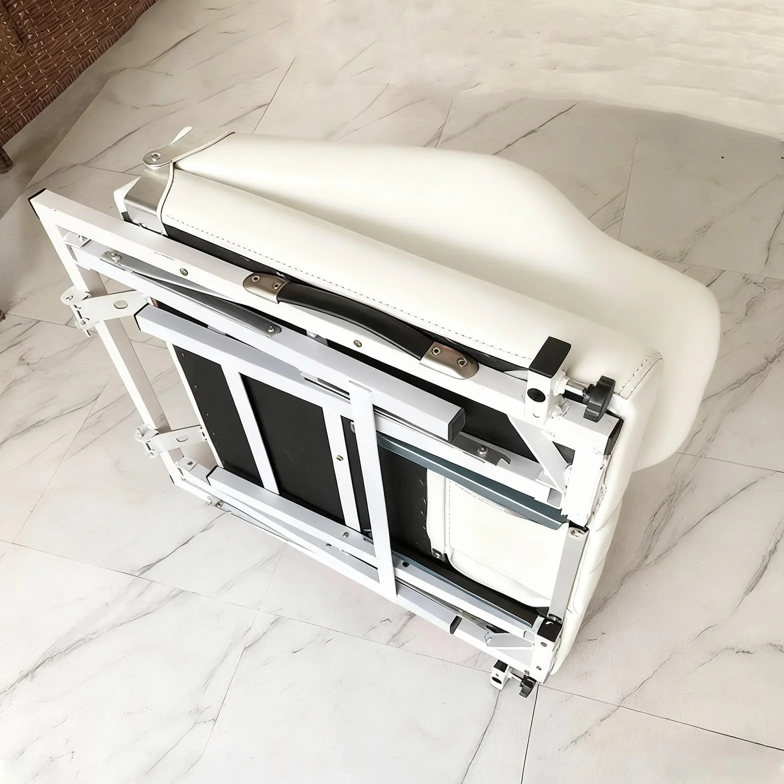 Lettino da massaggio pieghevole con poggiatesta ergonomico, lettino chirurgico ginecologico pieghevole portatile, sedia per assistenza medica privata per il parto white