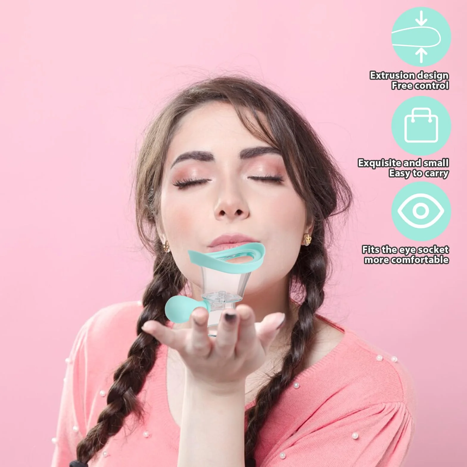 Bicchiere in silicone per gli occhi, tazza da bagno per gli occhi, pressione manuale dell'aria, pulitore per gli occhi portatile, strumento per la pulizia degli occhi, lenitivo per la rimozione degli