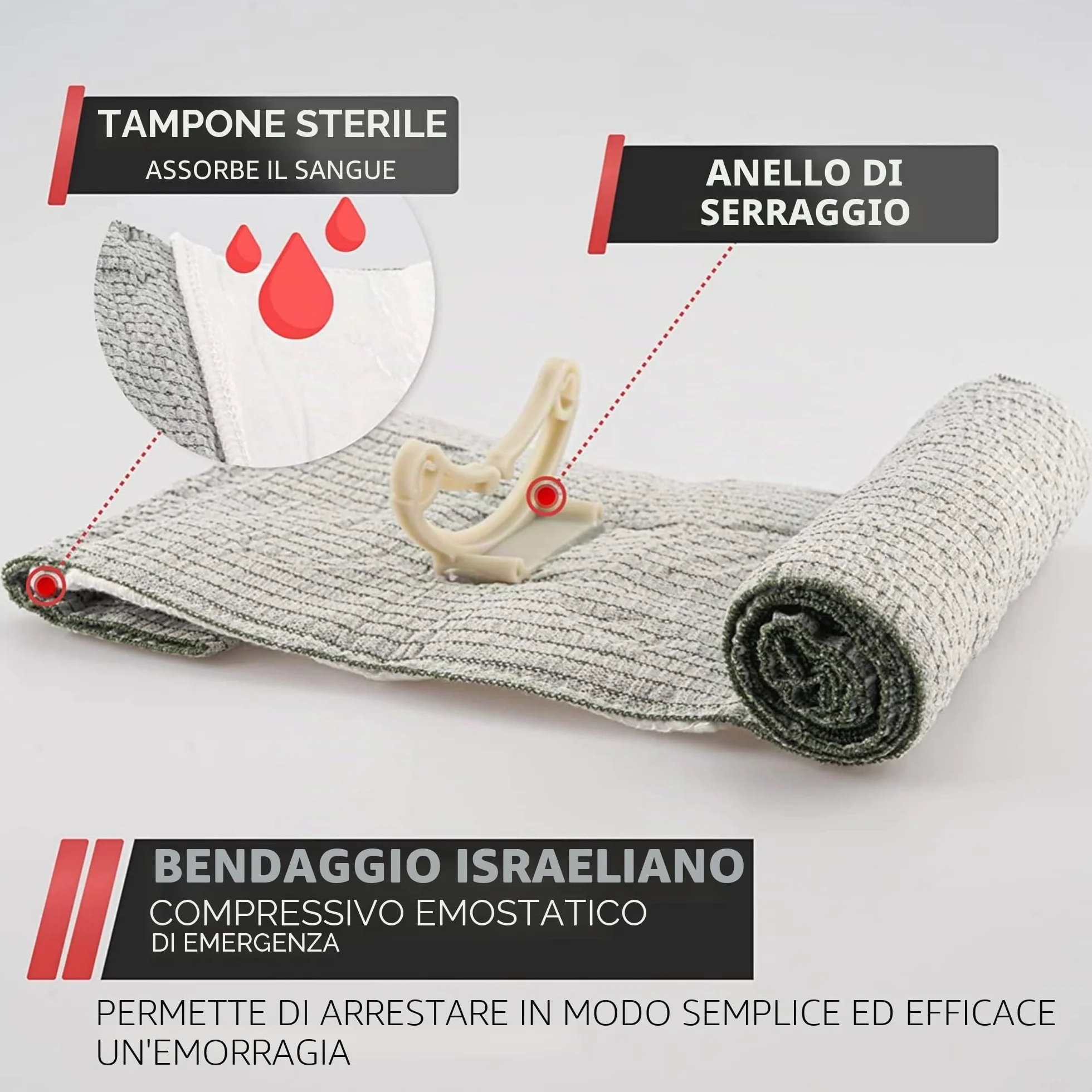Laccio Emostatico Tourniquet - Attrezzatura Medica Professionale di Primo Soccorso - Kit di Pronto Soccorso Completo - Attrezzatura Militare - Bende/Forbici/Coperta di Sopravvivenza