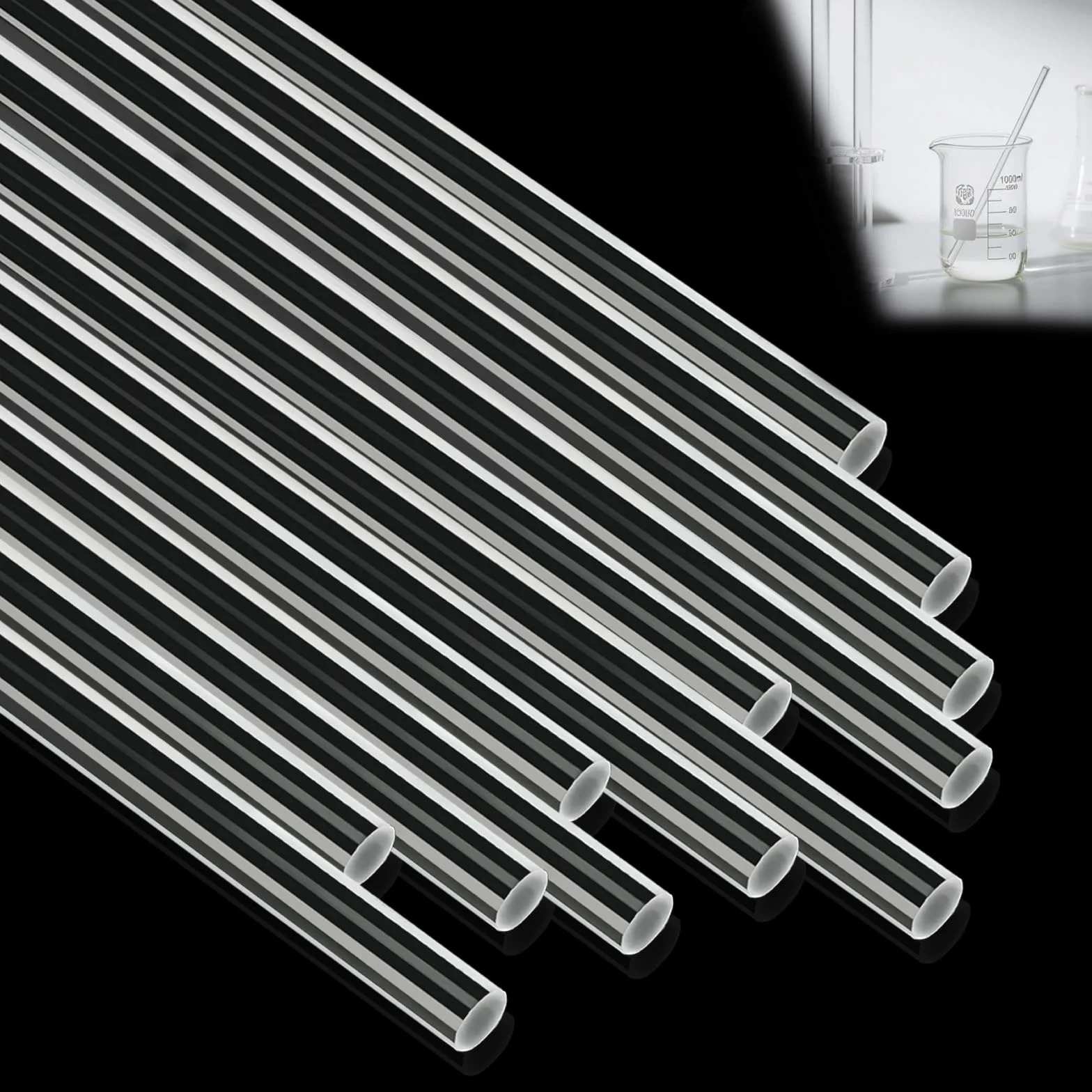 Bastoncini di plastica acrilica trasparente 10 mm x 30 cm per fai da te artigianato