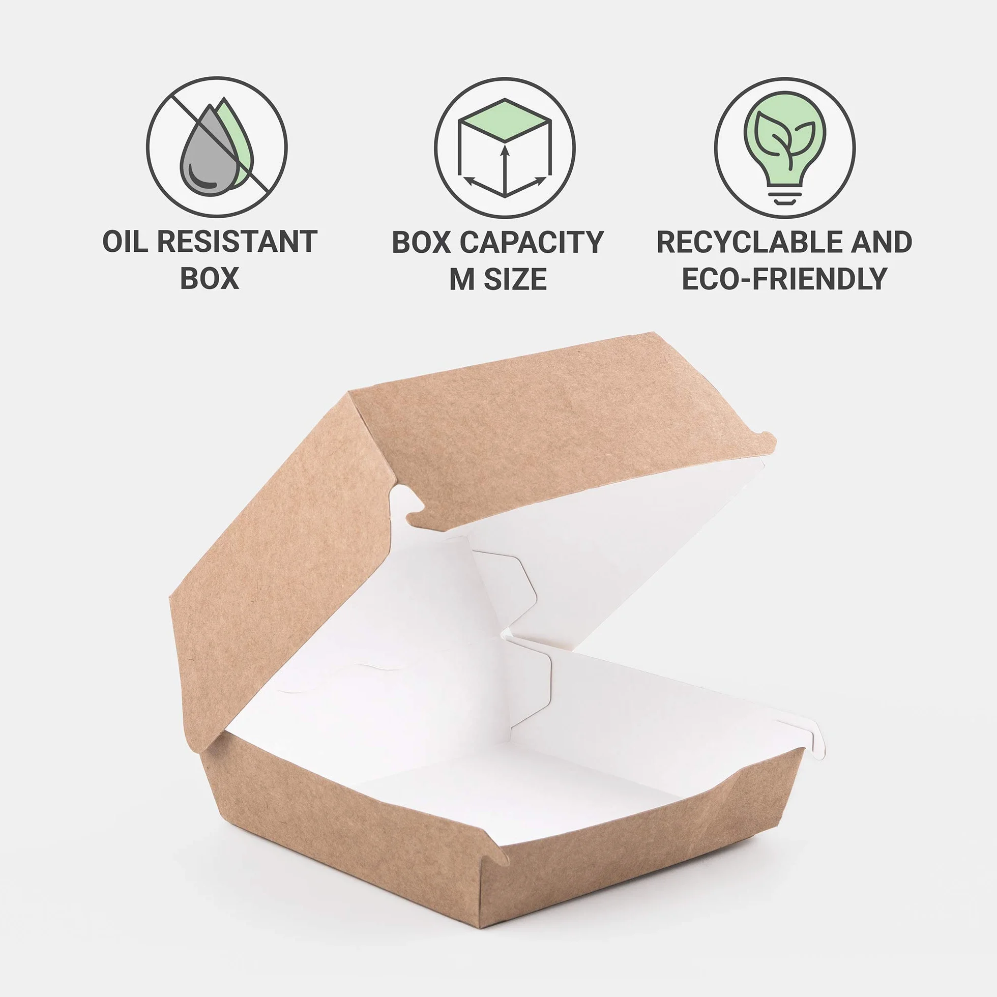Scatole per hamburger in carta kraft taglia M 100 pezzi usa e getta ecologiche