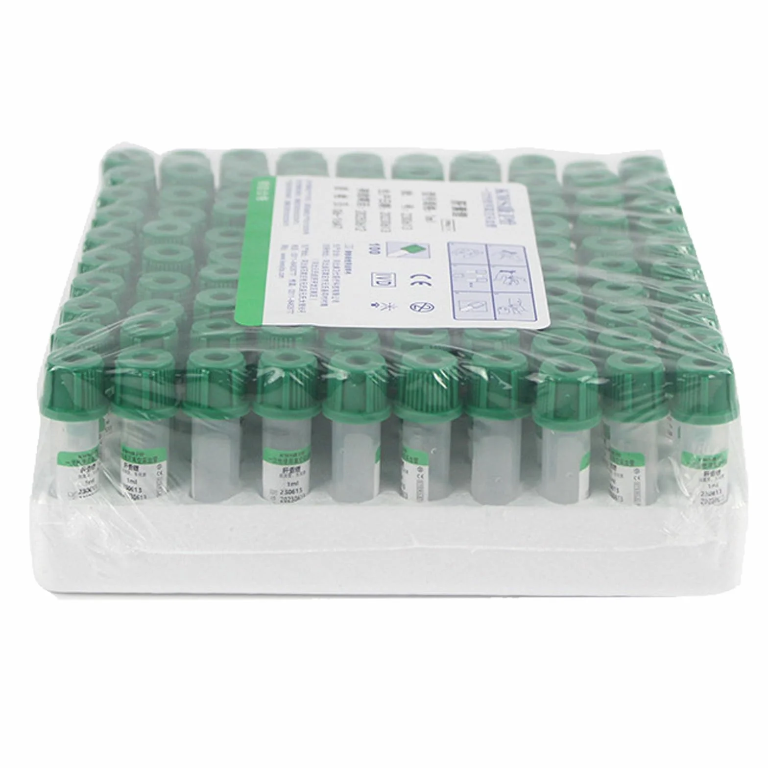 Provette per Prelievo Del Sangue,Provette Monouso in Plastica per Prelievo Del Sangue,0,5/1 Ml,Confezione Da 100,Provette Viola Con Edta K2,Provette Verdi Con Eparina Di Litio,0.5ML-Green